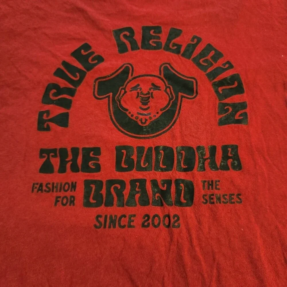 True Religion T-Shirt Dahlia Buddha‎ The Buddha Brand Red Cotton Mens Medium